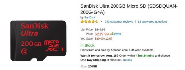 Fotografía - [Alerta Trato] Si debe poseer una tarjeta MicroSD de 200 GB, Justo de SanDisk cayó a su más bajo precio Aún en Amazon: $ 220